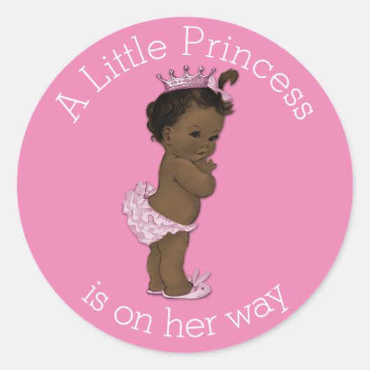  Etnisch Kleine Prinses Baby shower Roze Ronde Sticker (Voorkant)