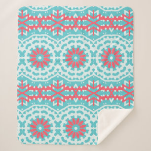 etnisch kleurrijk bohemisch patroon in helder sherpa deken