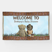 Etnisch land en Westerne Lil Cowboy Teddy Bear Spandoek (Horizontaal)