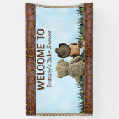 Etnisch land en Westerne Lil Cowboy Teddy Bear Spandoek (Verticaal)