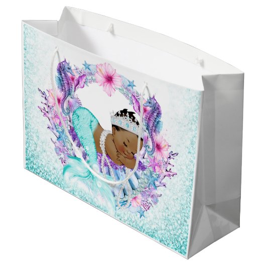 Etnisch meermin Baby shower Groot Cadeauzakje (Achterkant Gekanteld)