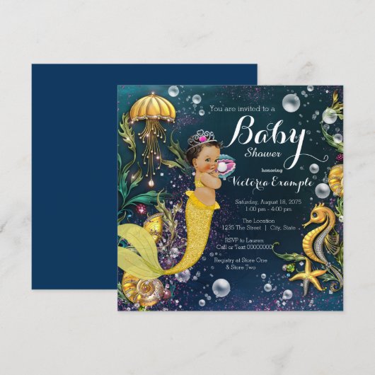 Etnisch meermin Baby shower Kaart (Voorkant / Achterkant)