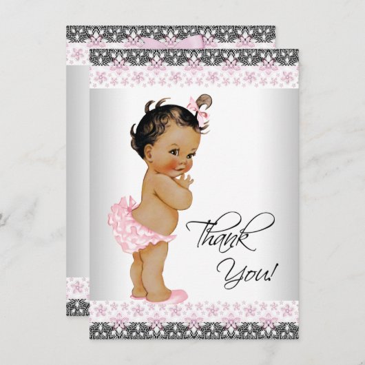 Etnisch Meisje Baby shower Dank u Bedankkaart (Voorkant / Achterkant)