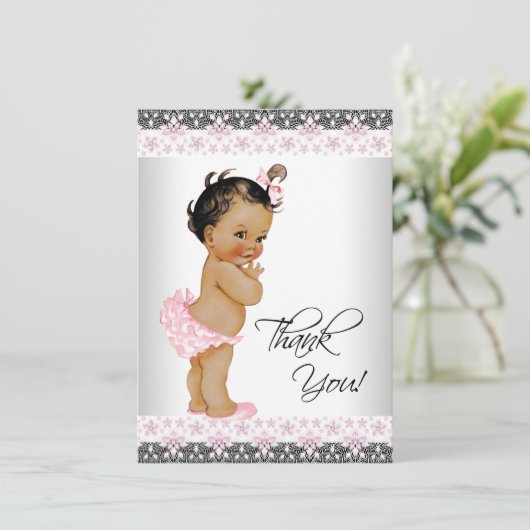 Etnisch Meisje Baby shower Dank u Bedankkaart (Staand voorkant)