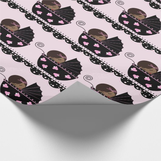 Etnisch Meisje Baby shower Gift Wrap Cadeaupapier (Hoek)