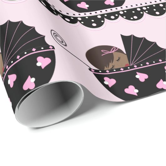 Etnisch Meisje Baby shower Gift Wrap Cadeaupapier (Rol Hoek)