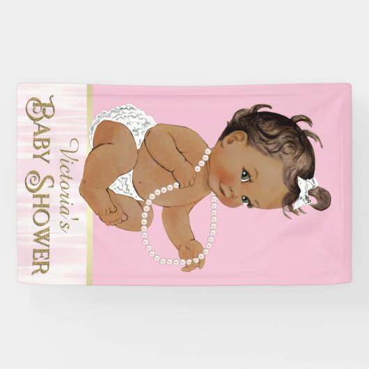 Etnisch Meisje Baby shower Spandoek (Horizontaal)
