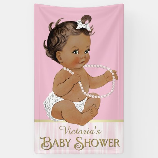 Etnisch Meisje Baby shower Spandoek (Verticaal)