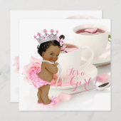 Etnisch Meisje Baby shower Tea Party Kaart (Voorkant / Achterkant)