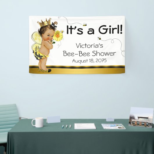 Etnisch Meisje Bijen Baby shower Spandoek (Beurs)