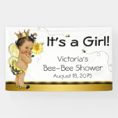 Etnisch Meisje Bijen Baby shower Spandoek (Horizontaal)