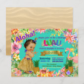 Etnisch Meisje Hawaiian Luau Verjaardagsfeest Kaart (Voorkant / Achterkant)