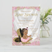 Etnisch Meisje Hoge Hak Schoen Roze Goud Baby show Kaart (Staand voorkant)
