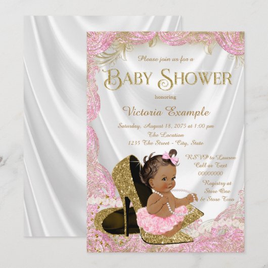 Etnisch Meisje Hoge Hak Schoen Roze Goud Baby show Kaart (Voorkant / Achterkant)