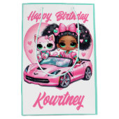 Etnisch Meisje & Kat Roze Convertible Hart Medium Cadeauzakje (Voorkant)