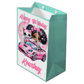 Etnisch Meisje & Kat Roze Convertible Hart Medium Cadeauzakje (Achterkant Gekanteld)