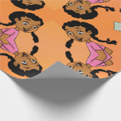 Etnisch meisje met braids Cartoon Cadeaupapier (Hoek)