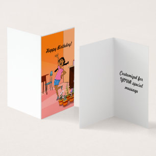 Etnisch meisje met braids (oranje2), vaderdagskaar kaart