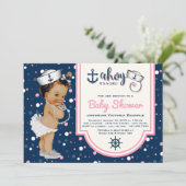 Etnisch Meisje Nautisch Baby shower Kaart (Staand voorkant)