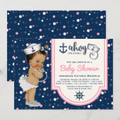 Etnisch Meisje Nautisch Baby shower Kaart (Voorkant / Achterkant)