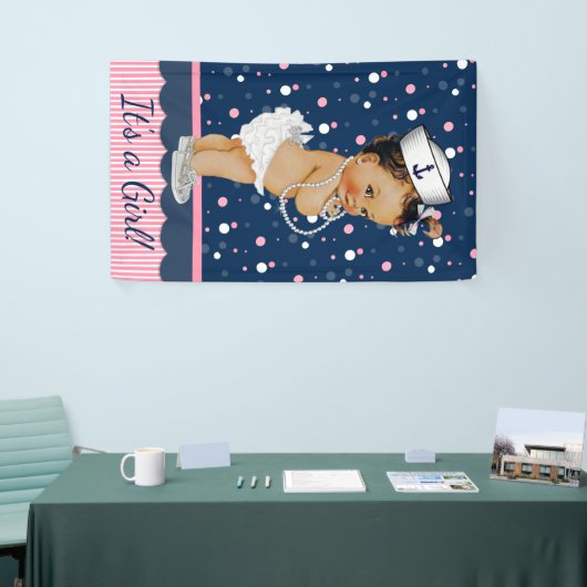 Etnisch Meisje Nautisch Baby shower Spandoek (Beurs)