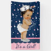 Etnisch Meisje Nautisch Baby shower Spandoek (Verticaal)