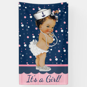 Etnisch Meisje Nautisch Baby shower Spandoek