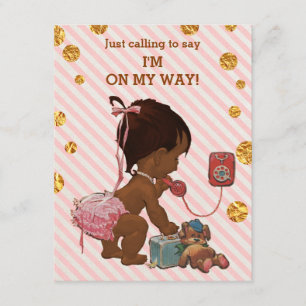 Etnisch meisje op Baby shower van telefoonstrips G Kaart
