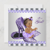 Etnisch Meisje Paarse Grijze Hoge Hak Schoen Baby  Kaart (Voorkant)