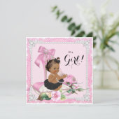 Etnisch Meisje Pearl High Heel Shoe Baby shower Kaart (Staand voorkant)