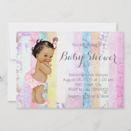 Etnisch meisje Rainbow Baby shower Kaart (Voorkant)