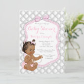 Etnisch Meisje Roze Parel Baby shower Kaart (Staand voorkant)