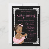 Etnisch Meisje Roze Zwarte Parel Baby shower Kaart (Achterkant)