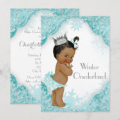 Etnisch Meisje Winter Onederland 1e Verjaardagsfee Kaart (Voorkant / Achterkant)