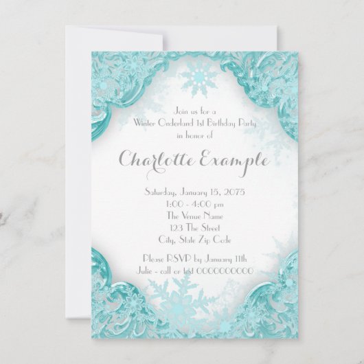 Etnisch Meisje Winter Onederland 1e Verjaardagsfee Kaart (Achterkant)