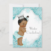 Etnisch Meisje Winter Onederland 1e Verjaardagsfee Kaart (Voorkant)