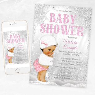 Etnisch Meisje Winter Wonderland Baby shower Kaart