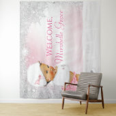 Etnisch meisje winterwonderland babyshower achterg wandkleed (In situ)