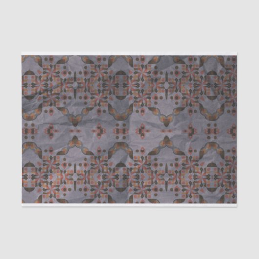 Etnisch Mozaïek Kaleidoscopisch Patroon in Aardton Tissuepapier (Voorkant)