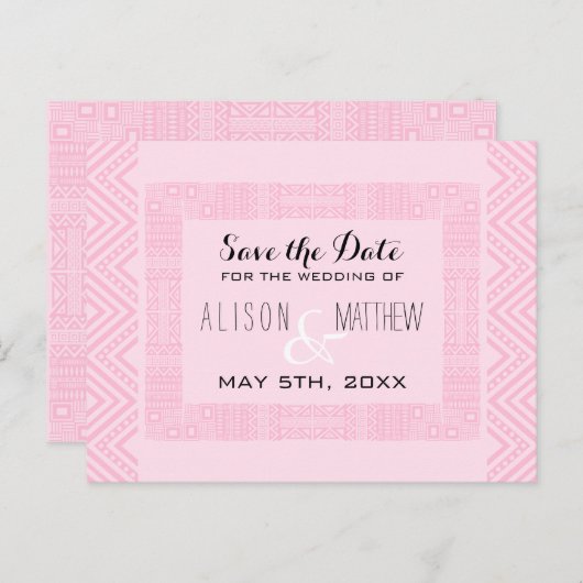 Etnisch Ontwerp Bruiloft Save the Date Briefkaart  (Voorkant / Achterkant)