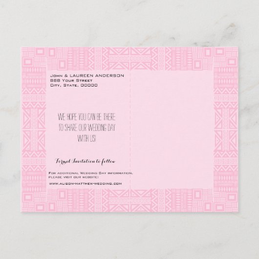 Etnisch Ontwerp Bruiloft Save the Date Briefkaart  (Achterkant)