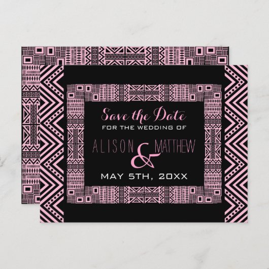 Etnisch Ontwerp Bruiloft Save the Date Briefkaart (Voorkant / Achterkant)