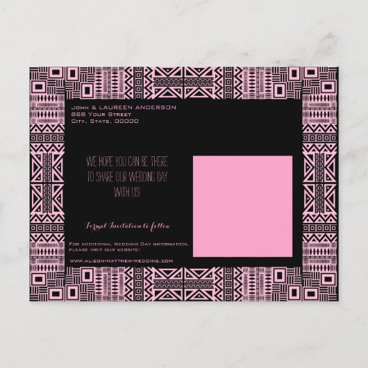 Etnisch Ontwerp Bruiloft Save the Date Briefkaart (Achterkant)