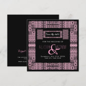 Etnisch Ontwerp Zwarte Roze sparen de Uitnodiging  (Voorkant / Achterkant)