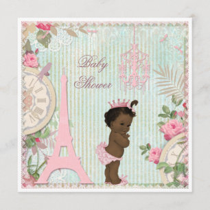 Etnisch Paris Princess Shabby Chic Baby shower Kaart