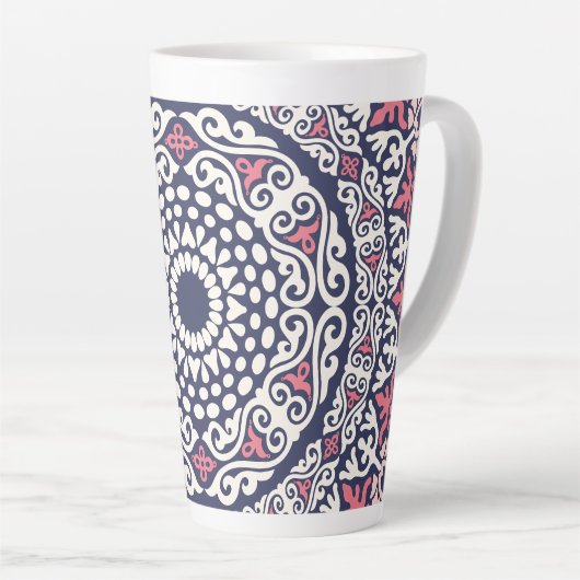Etnisch patroon Mandala boho chic Indian style Latte Mok (Rechterhoek)