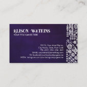Etnisch Patroon Ornament wit op violet Visitekaartje (Achterkant)