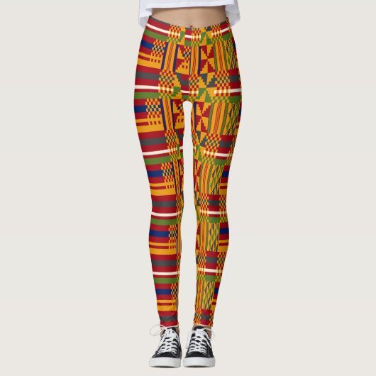Etnisch patroon van Kente – Levendig Afrikaans tex Leggings (Voorkant)