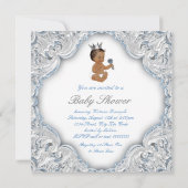 Etnisch Prince Baby shower Blauw en Zilver Kaart (Achterkant)