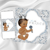 Etnisch Prince Baby shower Blauw en Zilver Kaart
